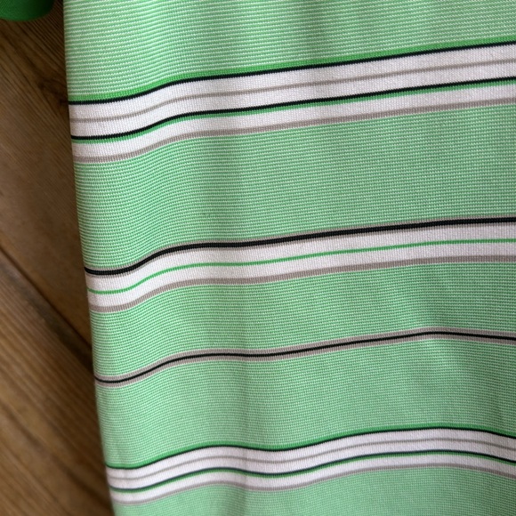 Oakley men’s neon bright green striped golf polo collared shirt size large - Picture 2 of 6